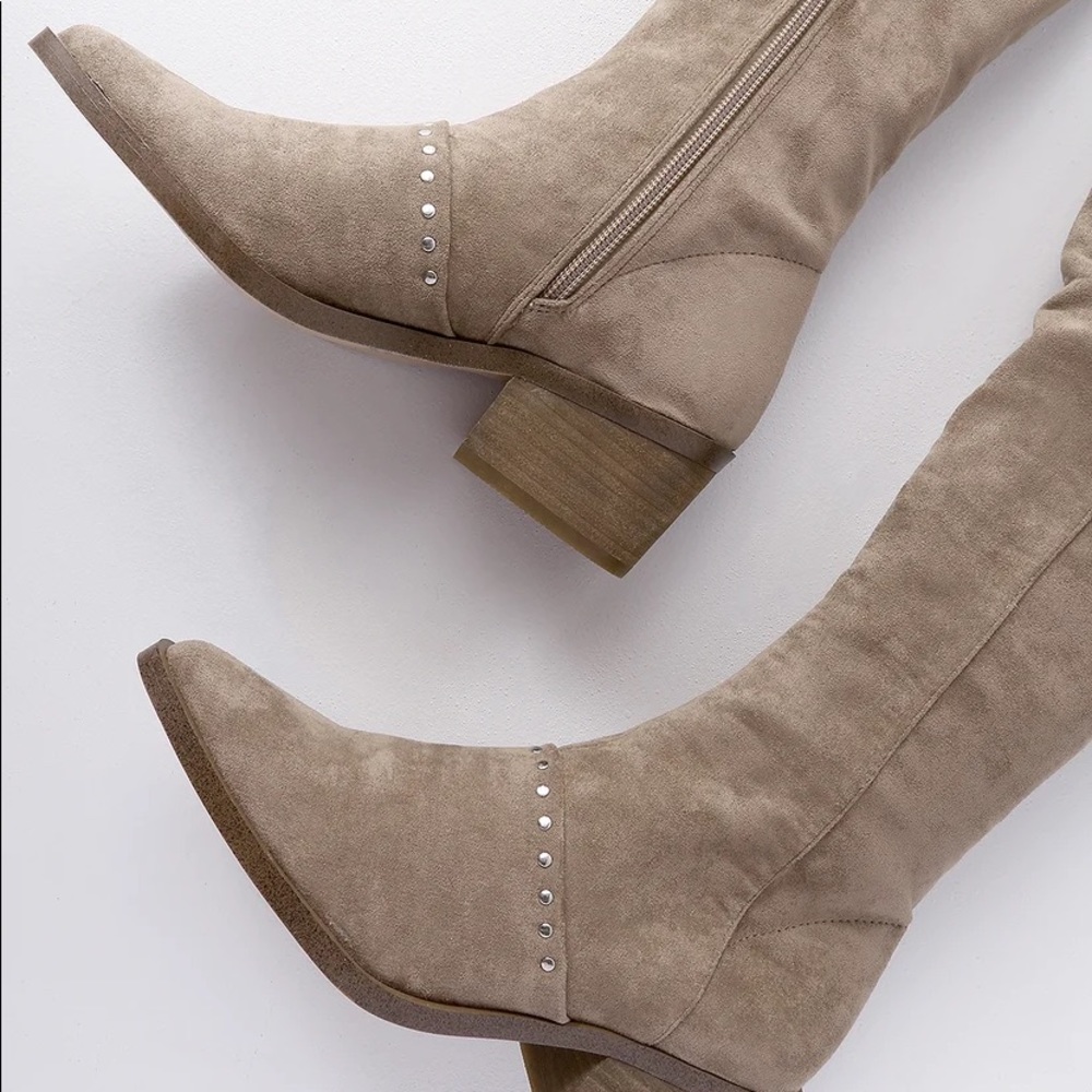 Zaria Taupe Suede Over the Knee Boots